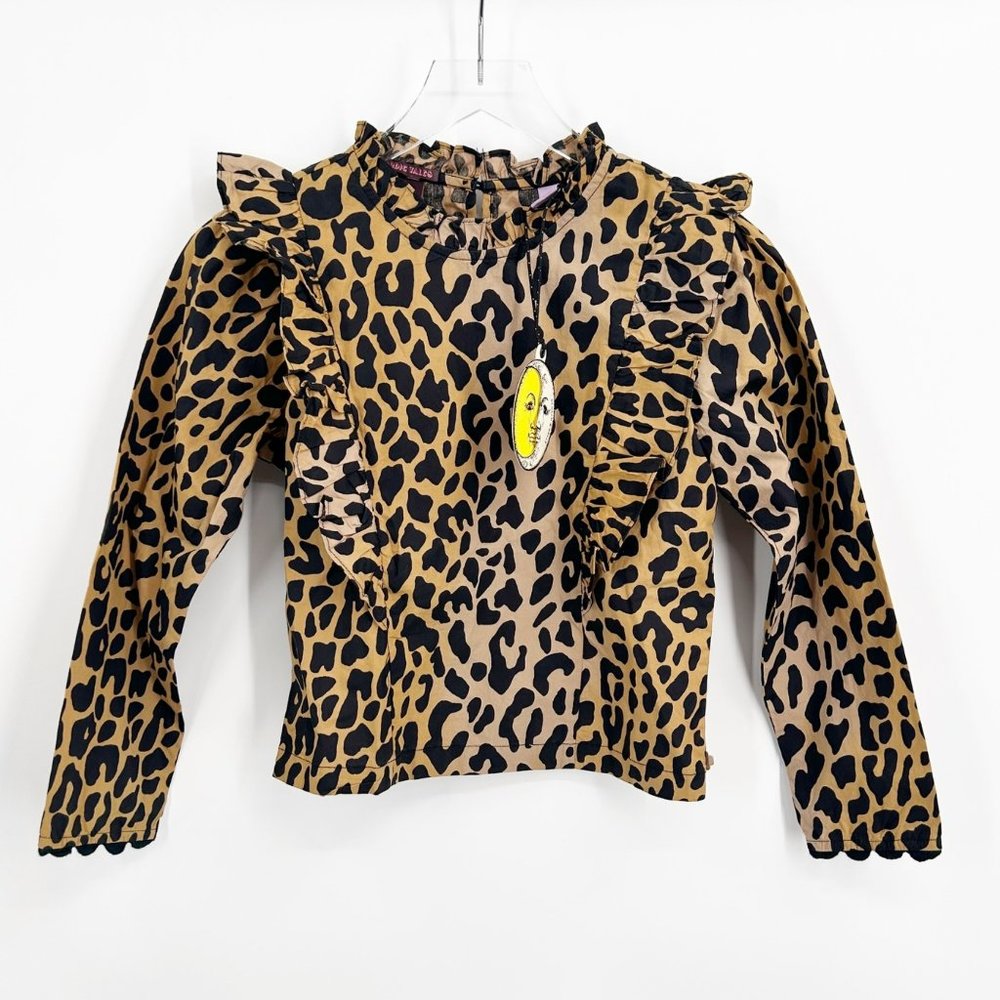Scotch R'Belle Girls Size 8 Animal Print Cotton Long Sleeve Ruffle Top